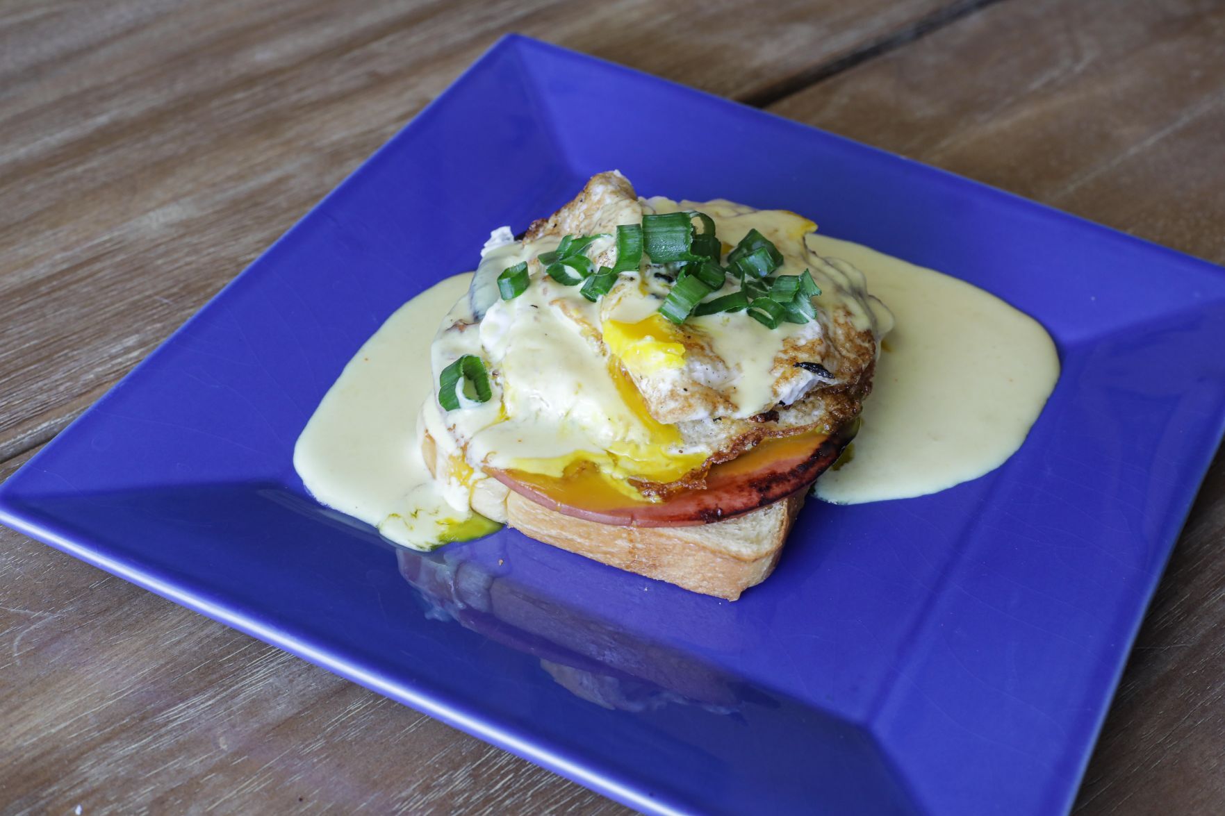 Fried Bologna, Egg With American Cheese Rarebit Sauce